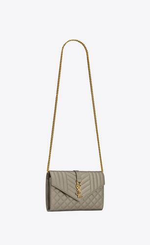 cassandre chain wallet in metallic quilted leather