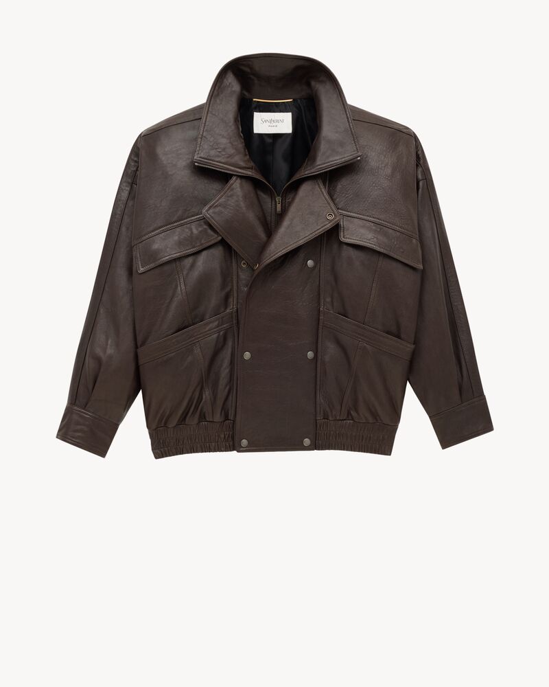 bomber jacket in bubbled lambskin