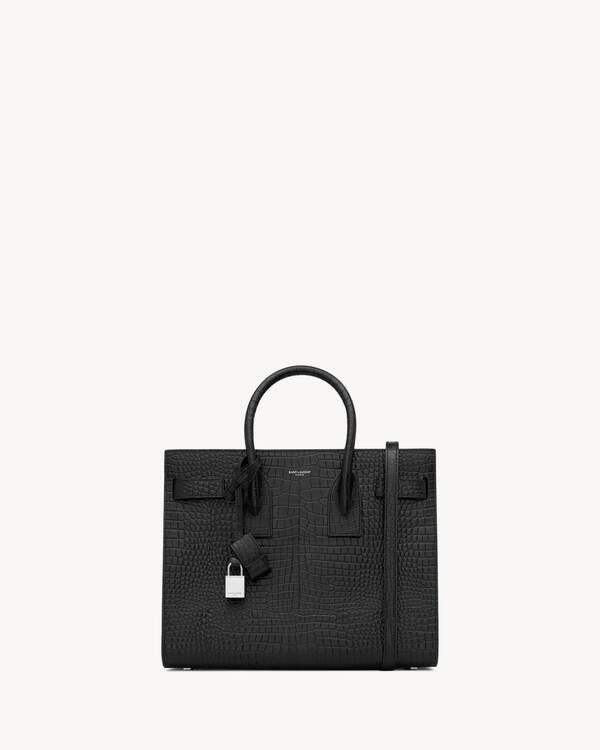 sac de jour en cuir embossé crocodile - SMALL