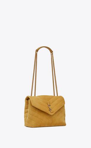 loulou small chain bag in quilted "y" suede