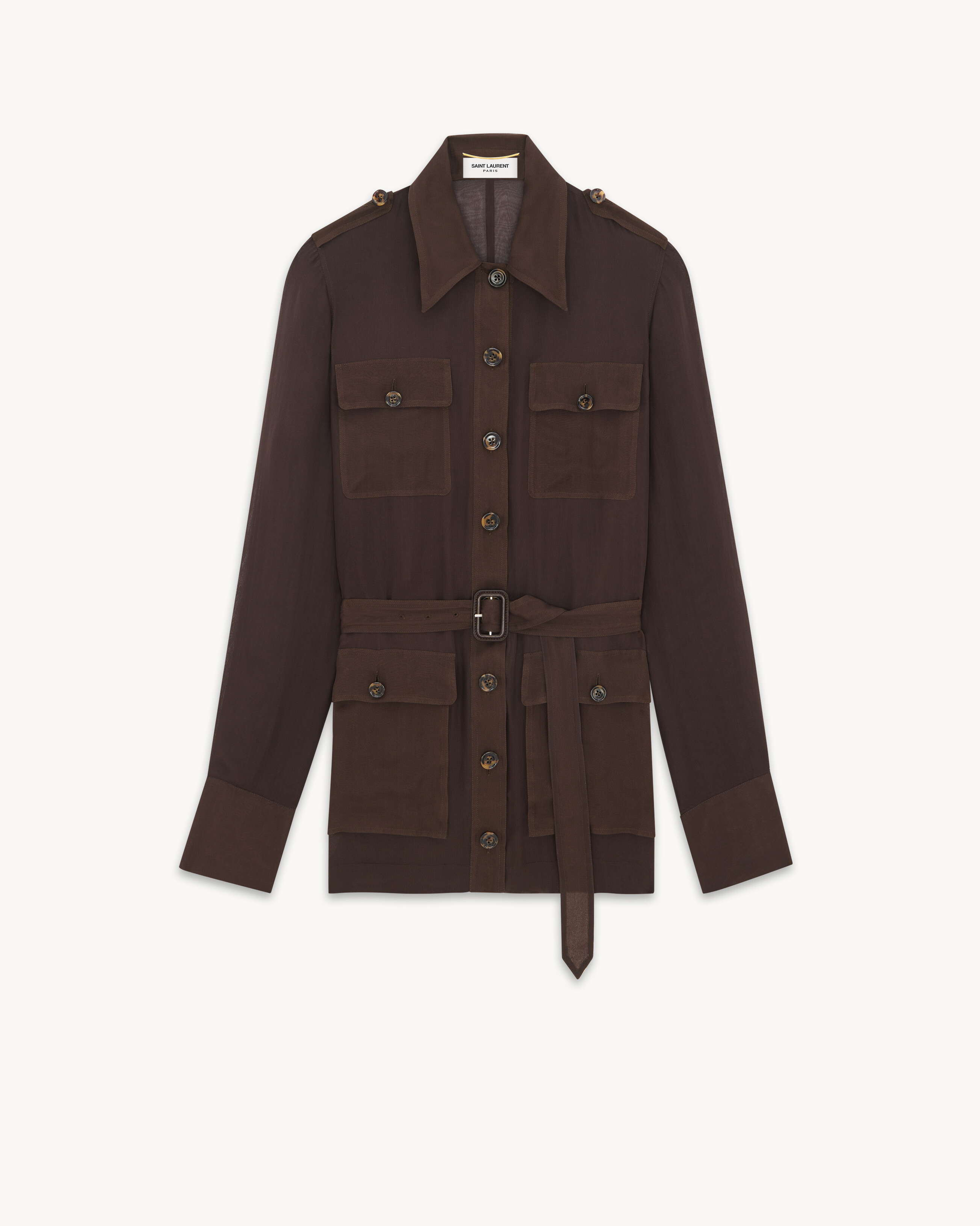 【送料&関税込】Saint Laurent Saharienne Dress In Silk Musli Saint Laurent Saharienne Dress In Silk Muslin | italist