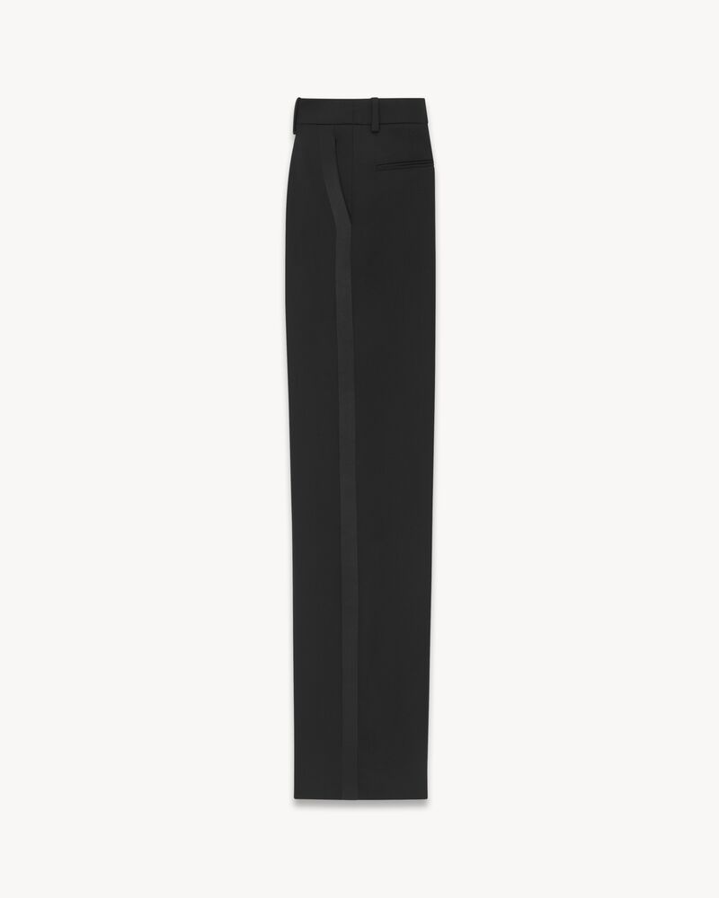 High-waisted tuxedo pants in grain de poudre
