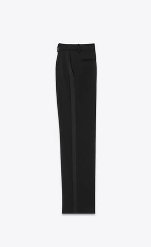new GIVENCHY wool black silk trim metal cuffed waist tuxedo trousers FR36  28