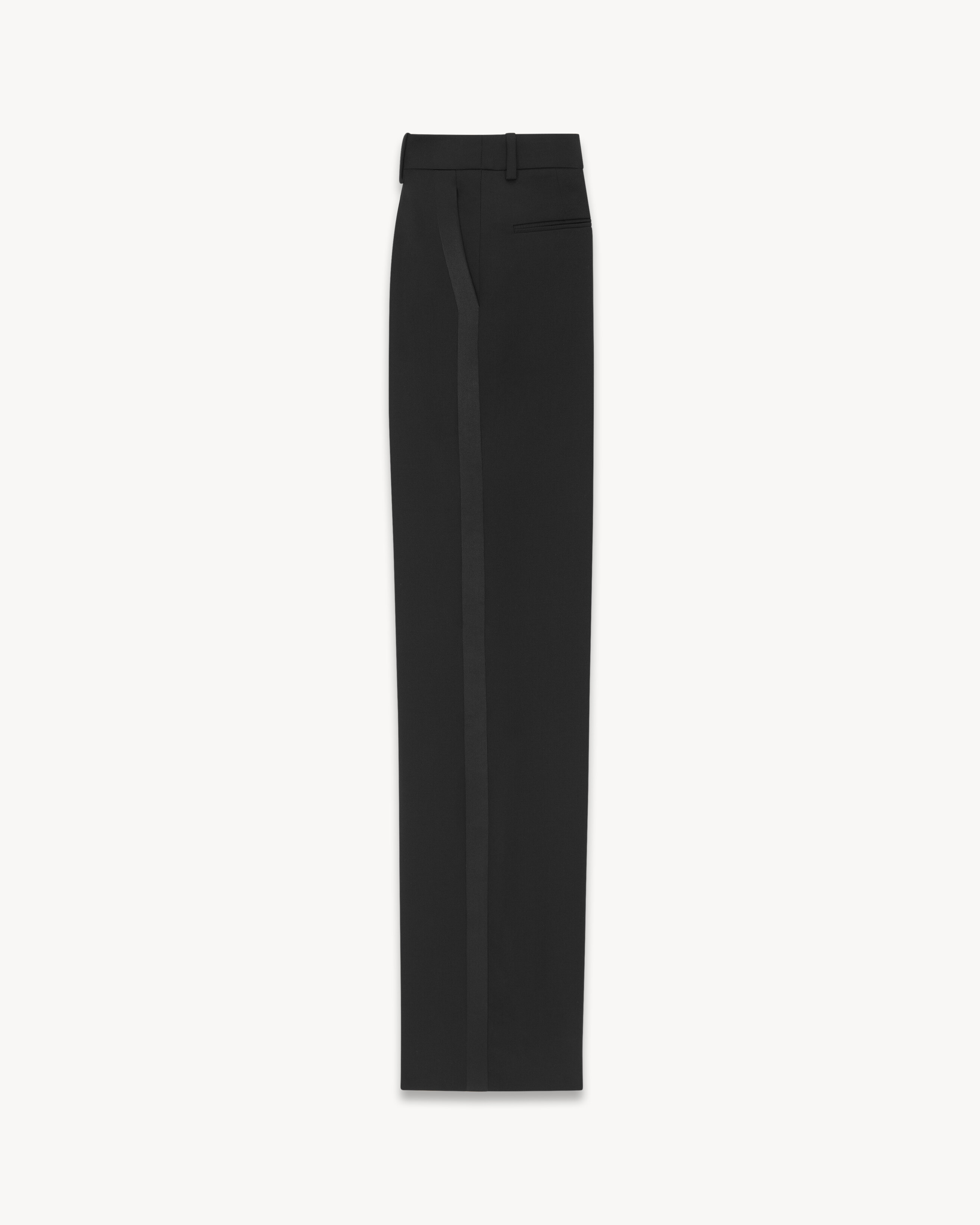 High-waisted tuxedo pants in grain de poudre