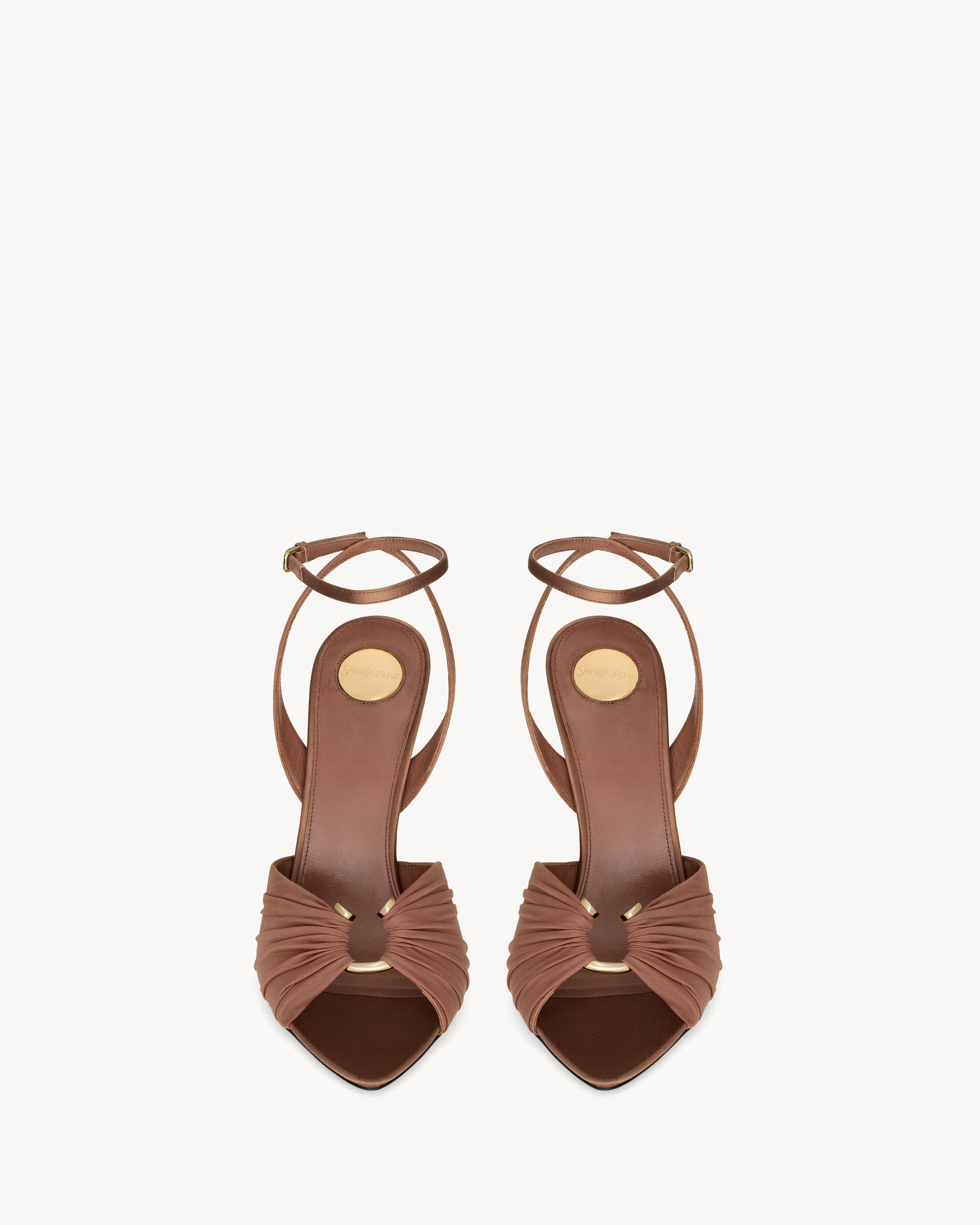 LOLA sandals in smooth leather and draped jersey