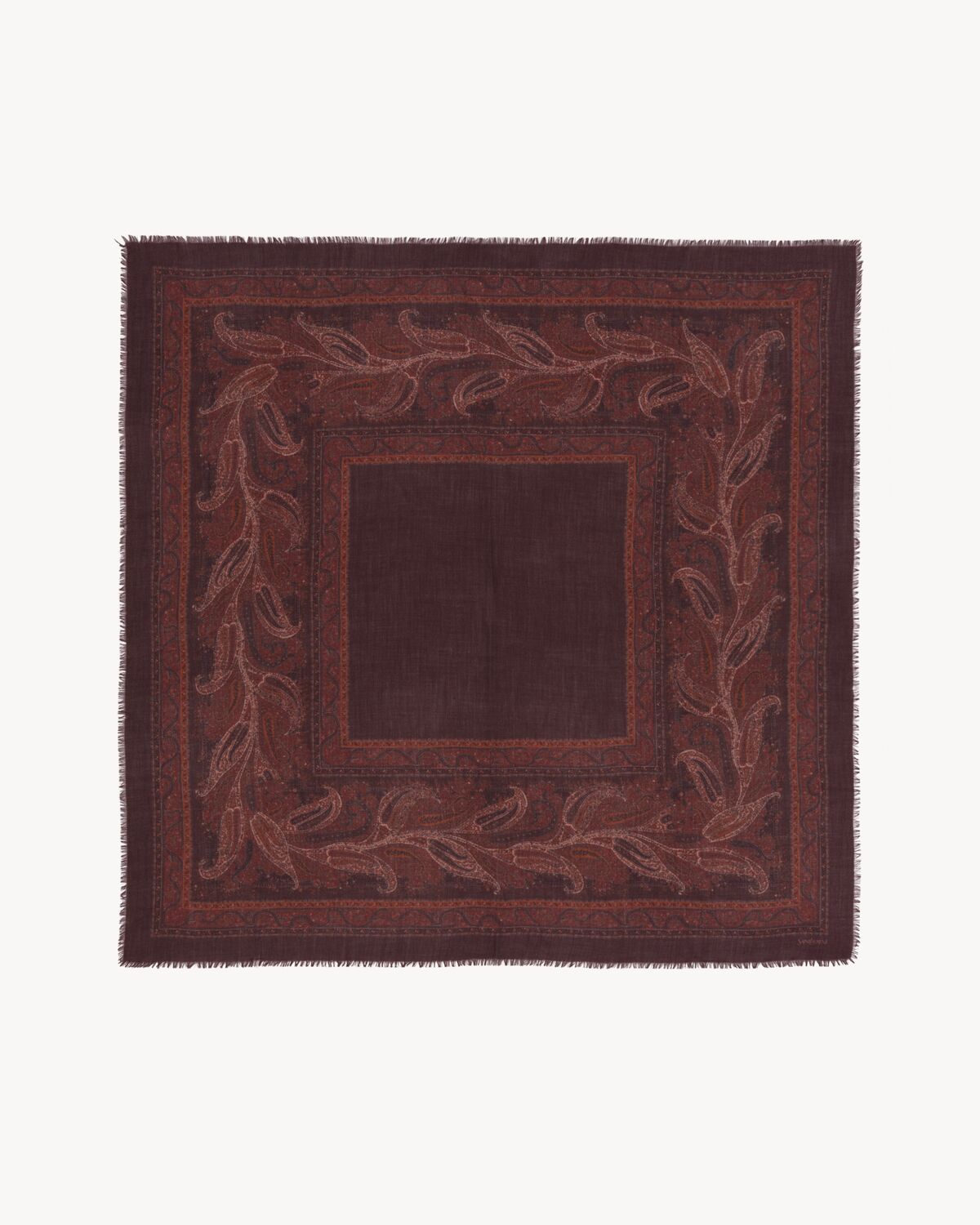 square scarf in paisley cashmere twill