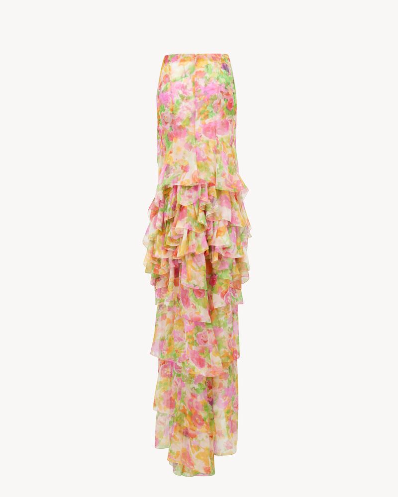 cascade skirt in floral silk muslin