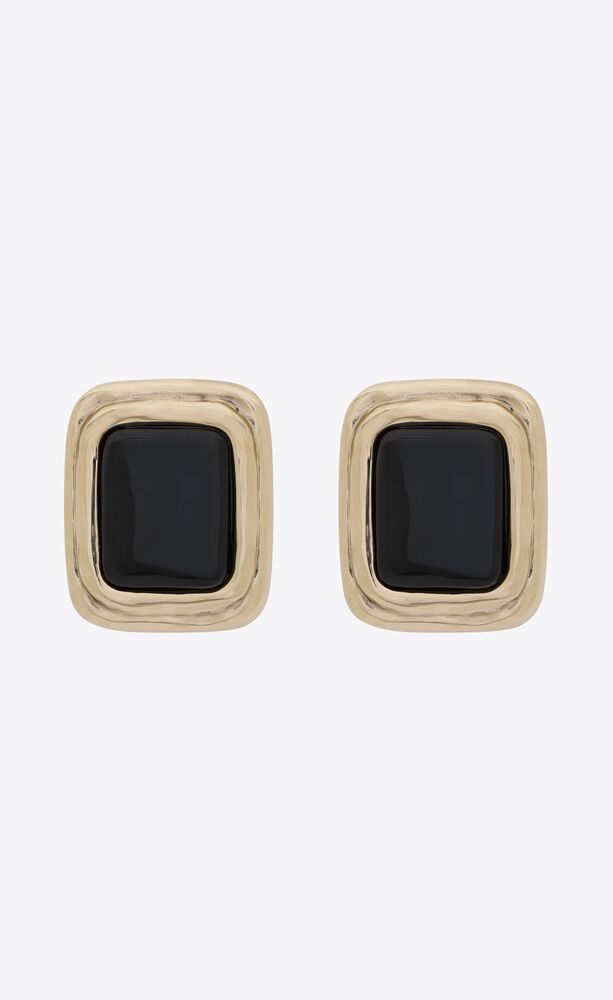 square cabochon earrings in enamel and metal