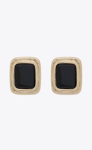 square cabochon earrings in enamel and metal