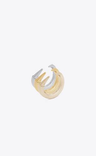 claw rings in 18k grey, yellow, and pale gold