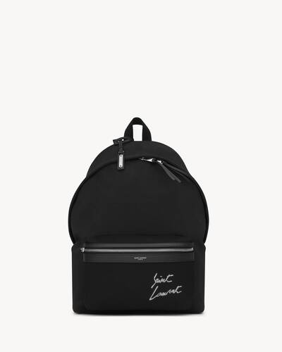 City backpack in canvas nylon and leather Saint Laurent YSL