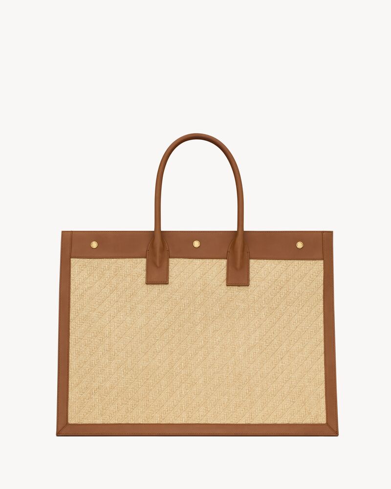 Rive gauche in raffia and vegetable-tanned leather