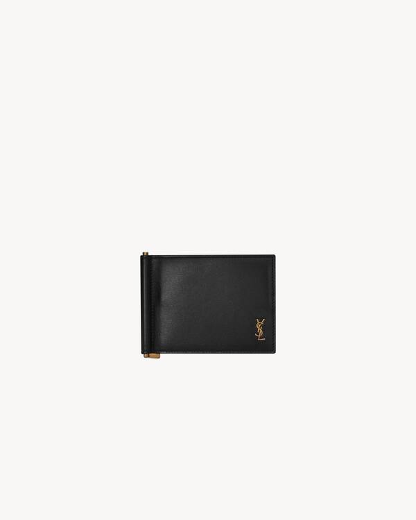 SAINT LAURENT ビルクリップウォレット ブラック Saint Laurent Paris Bill clip wallet in grain de poudre