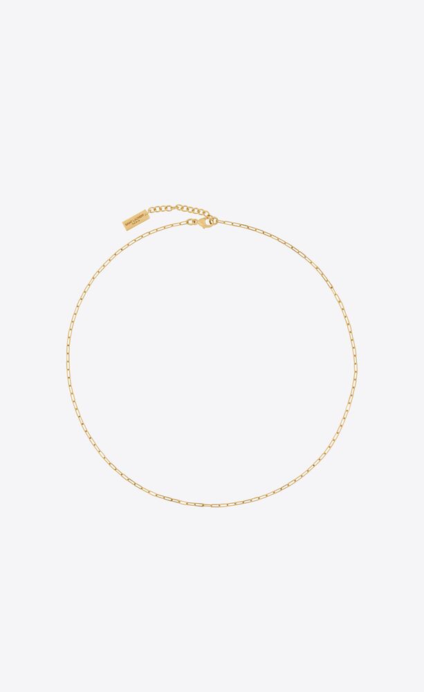 Saint Laurent Rectangular Thin Short Chain Necklace in White | Lyst