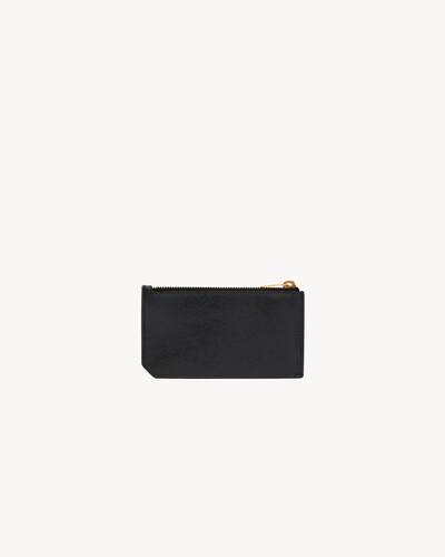 saint laurent paris fragments zip card case in coated bark leather