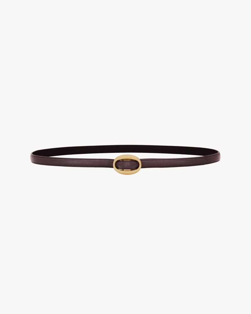 Ceinture fine à boucle ovale en cuir lisse