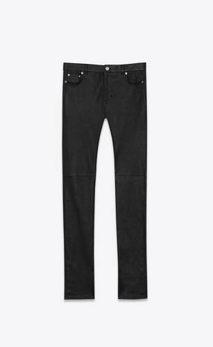 signature low waisted skinny jeans in black leather