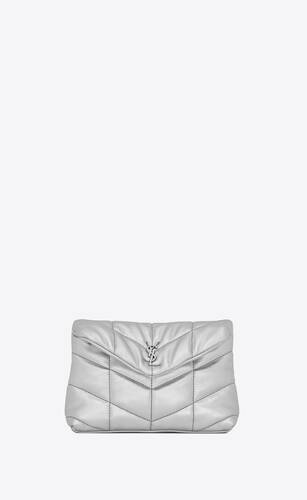 puffer small pouch in crinckled lamé leather