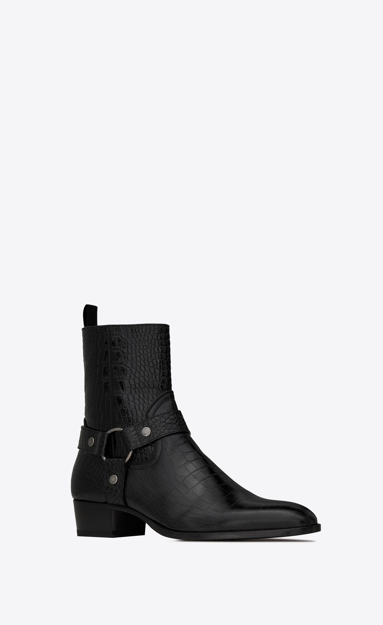 WYATT harness boots in crocodile-embossed leather | Saint Laurent ...