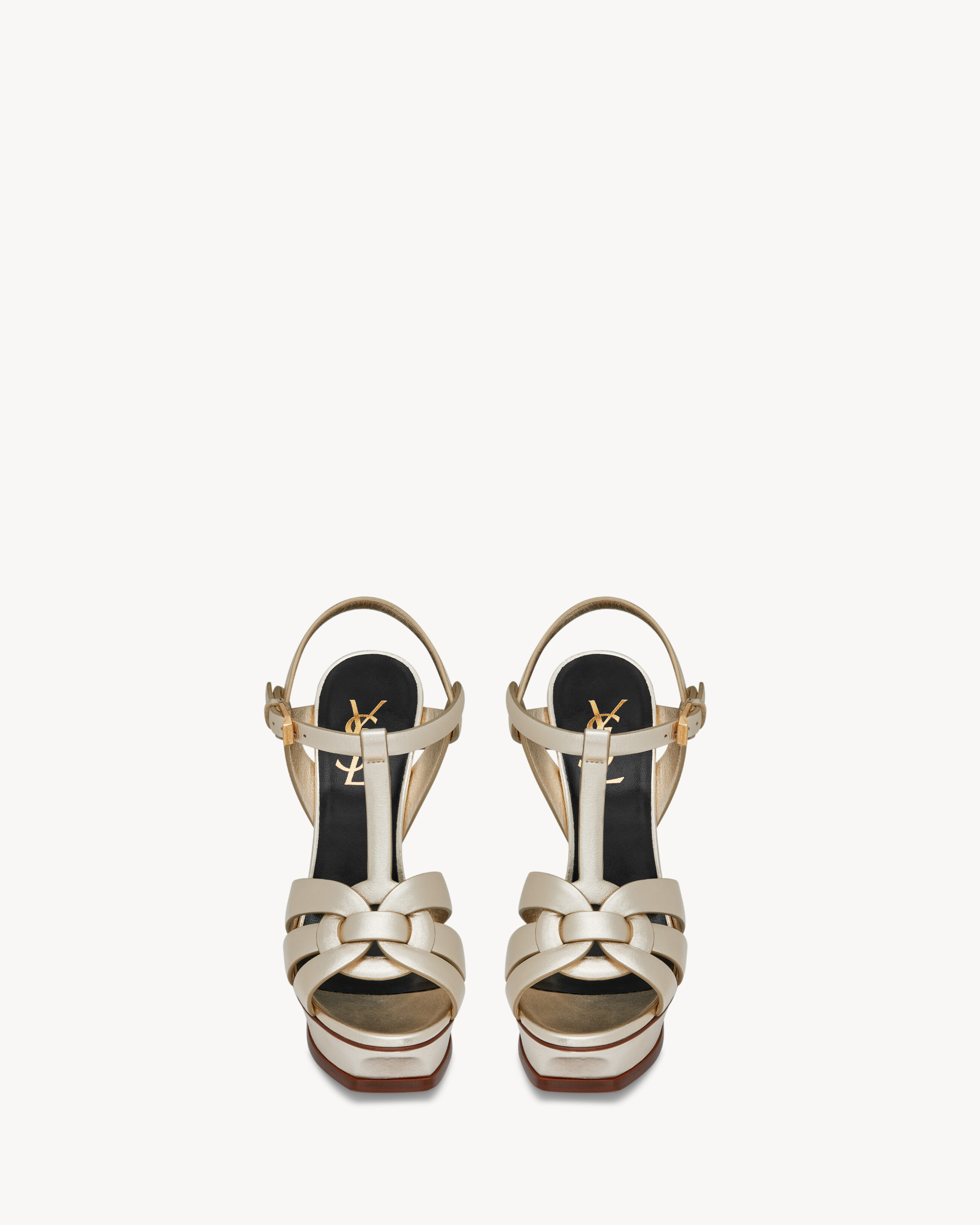 TRIBUTE platform sandals in metallic leather