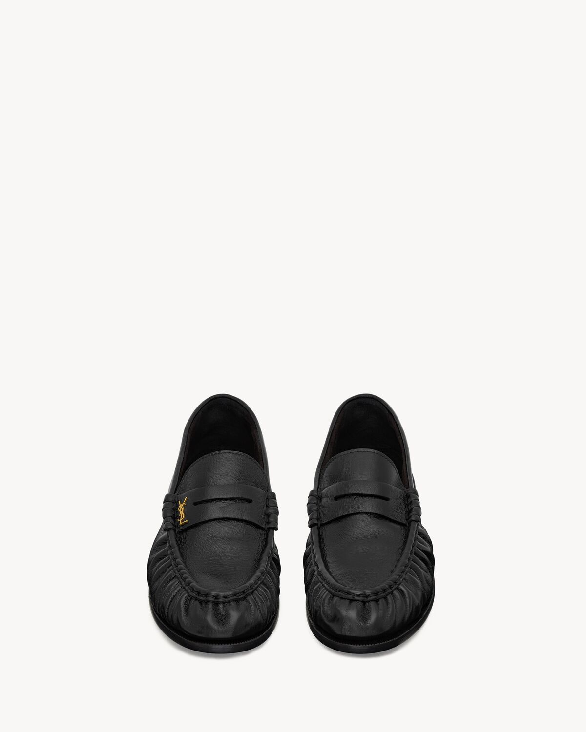 LE LOAFER penny slippers in shiny creased leather | Saint Laurent