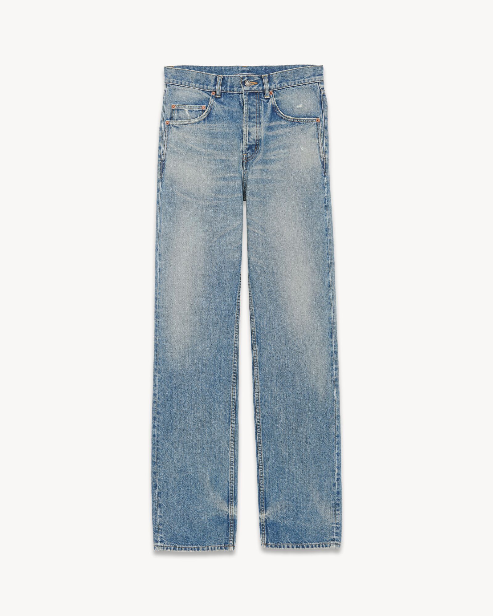 Long baggy jeans in CHARLOTTE blue denim | Saint Laurent | YSL.com