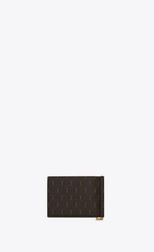 LE MONOGRAMME Bill clip wallet in CASSANDRE CANVAS AND SMOOTH LEATHER, Saint Laurent