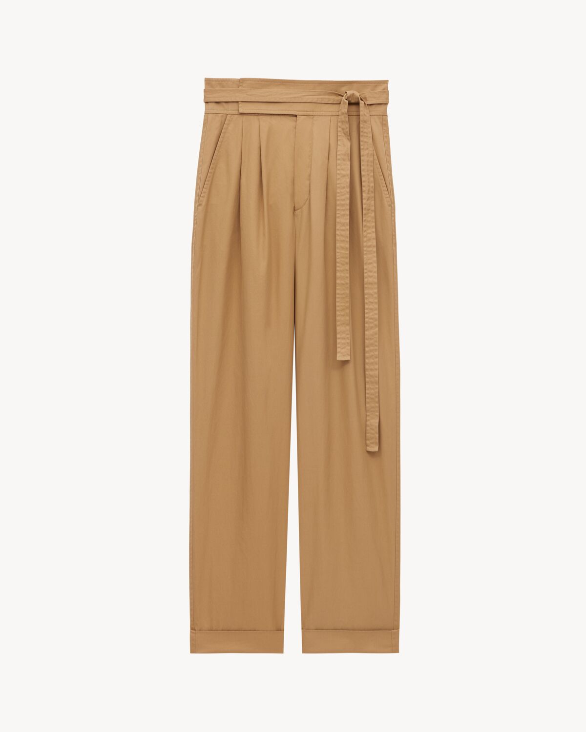 paperbag pants in cotton poplin