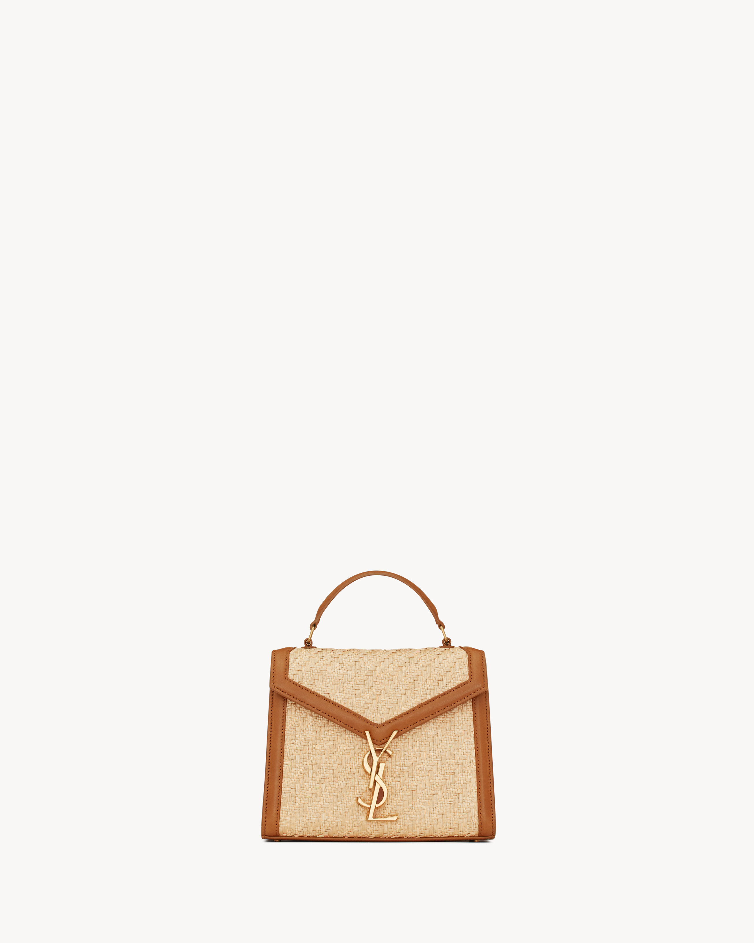 Borsa CASSANDRA mini in rafia e pelle conciata al vegetale con manico superiore