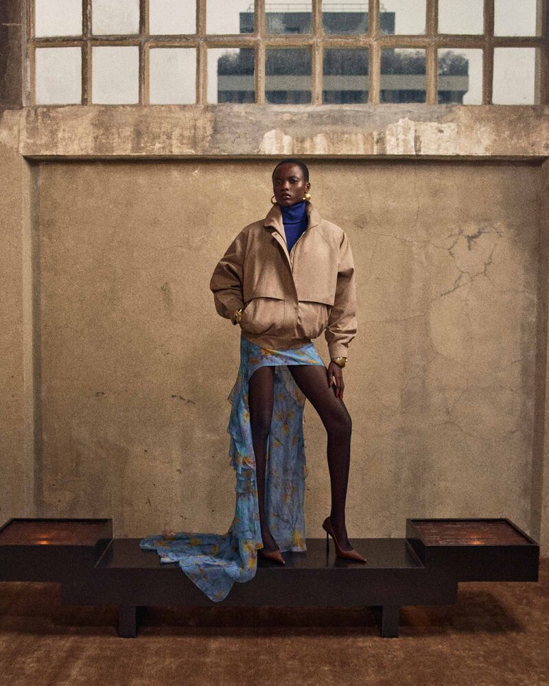 cascade skirt in floral silk muslin