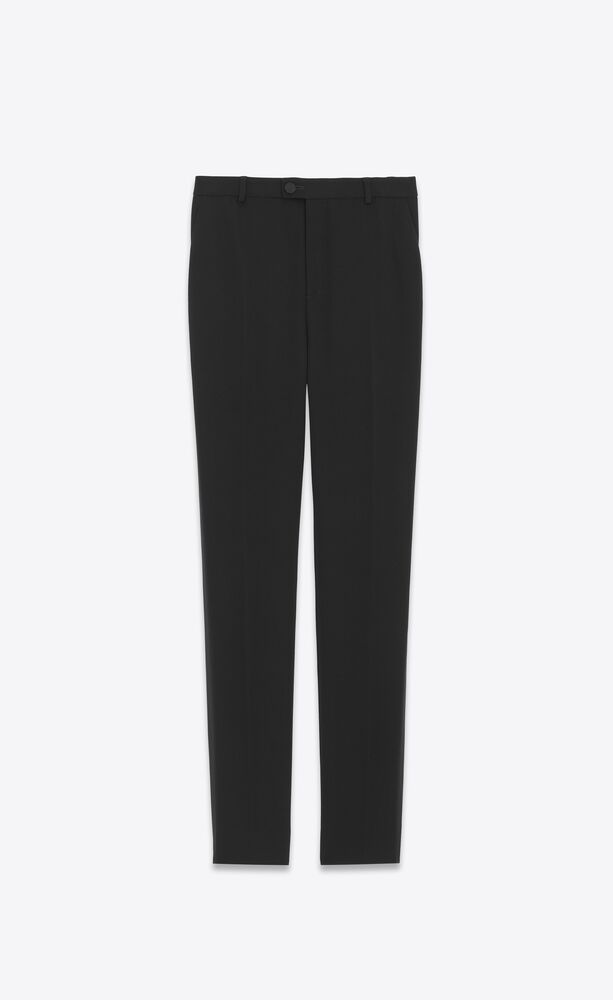 High-waisted tuxedo pants in GRAIN DE POUDRE | Saint Laurent | YSL.com