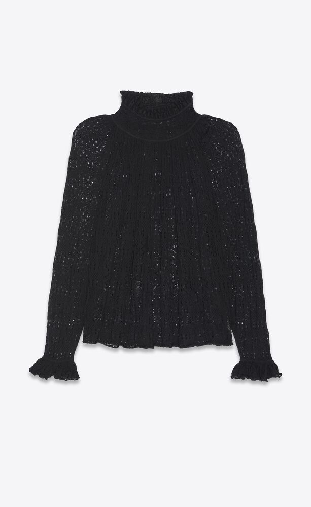 プリーツ ヴィクトリアンブラウス ラダーニット グラフィック Saint Laurent プリーツ ヴィクトリアンブラウス ラダーニット グラフィック Saint Laurent