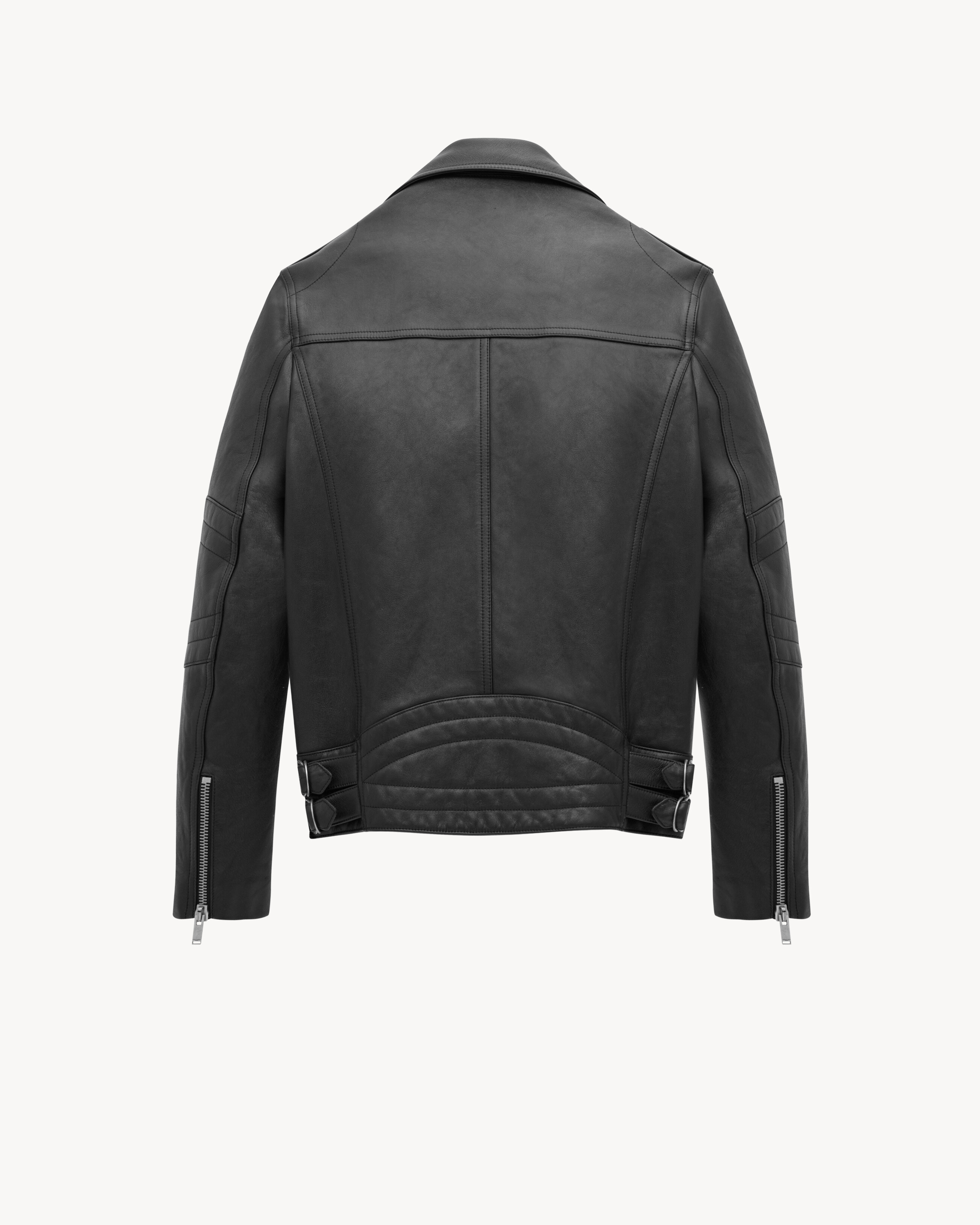 Giacca biker in pelle vintage e shearling