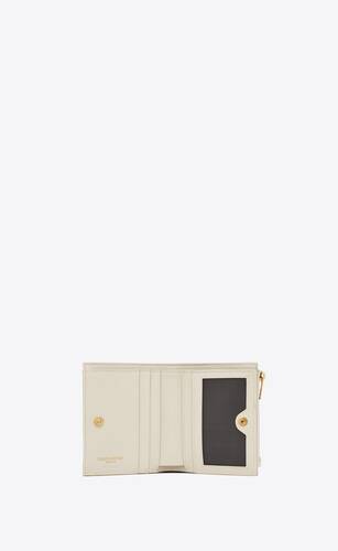 Cassandre Saint Laurent Matelassé Bi-Fold Wallet In Grain De