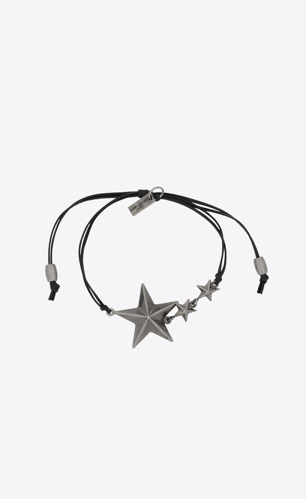 stars cord bracelet in leather and metal