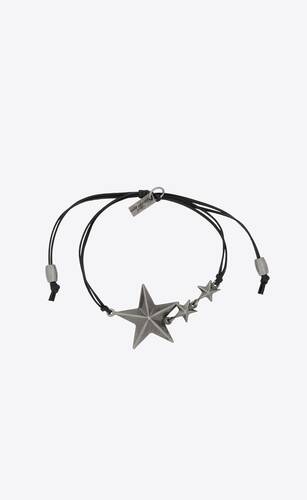 stars cord bracelet in leather and metal