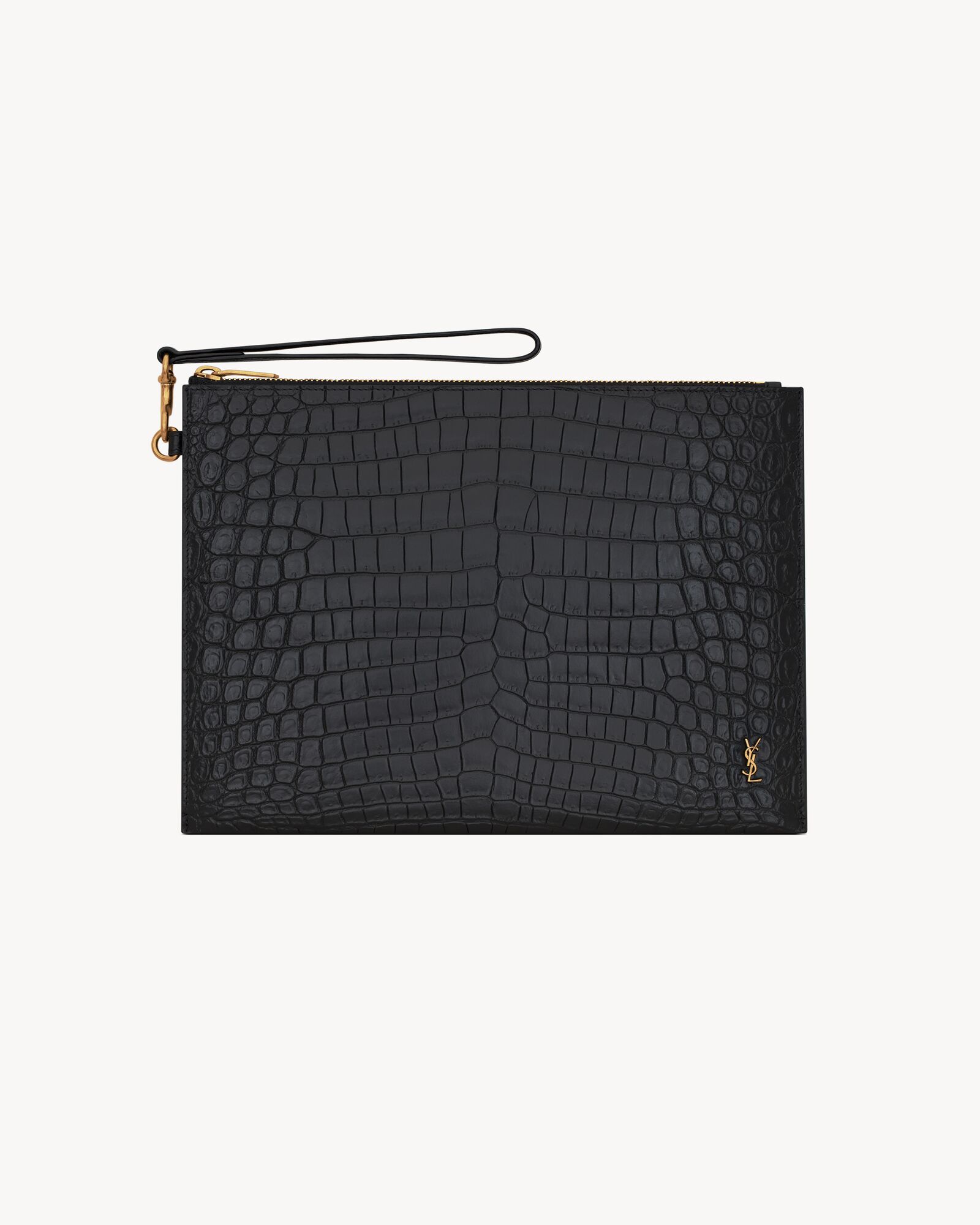 TINY CASSANDRE zip tablet holder in crocodile-embossed leather — 683827DZE0W1000