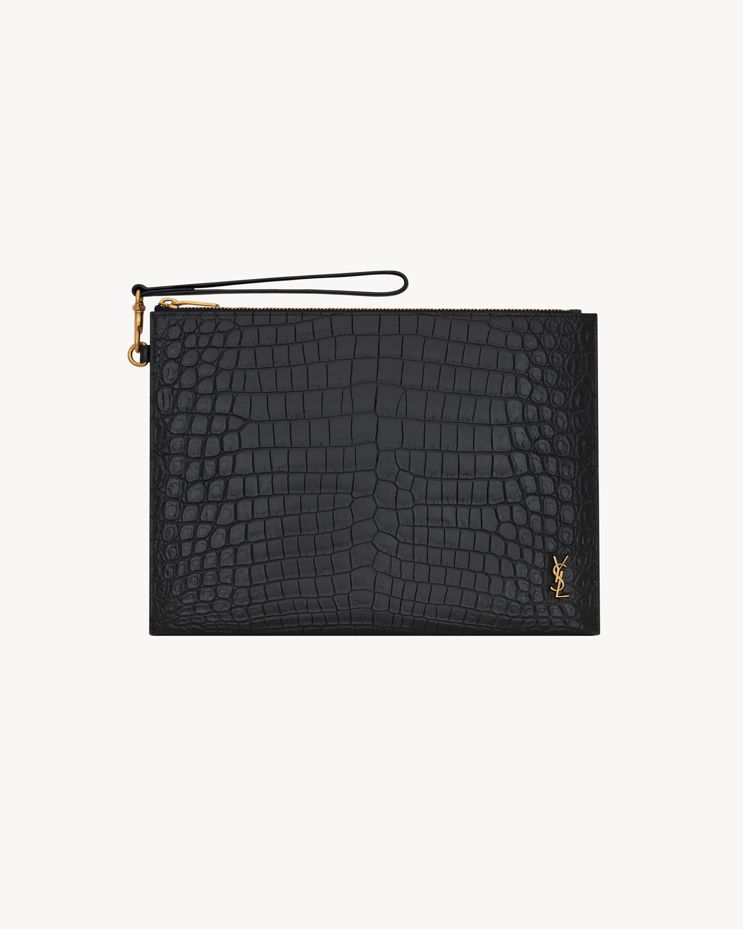 TINY CASSANDRE zip tablet holder in crocodile-embossed leather 