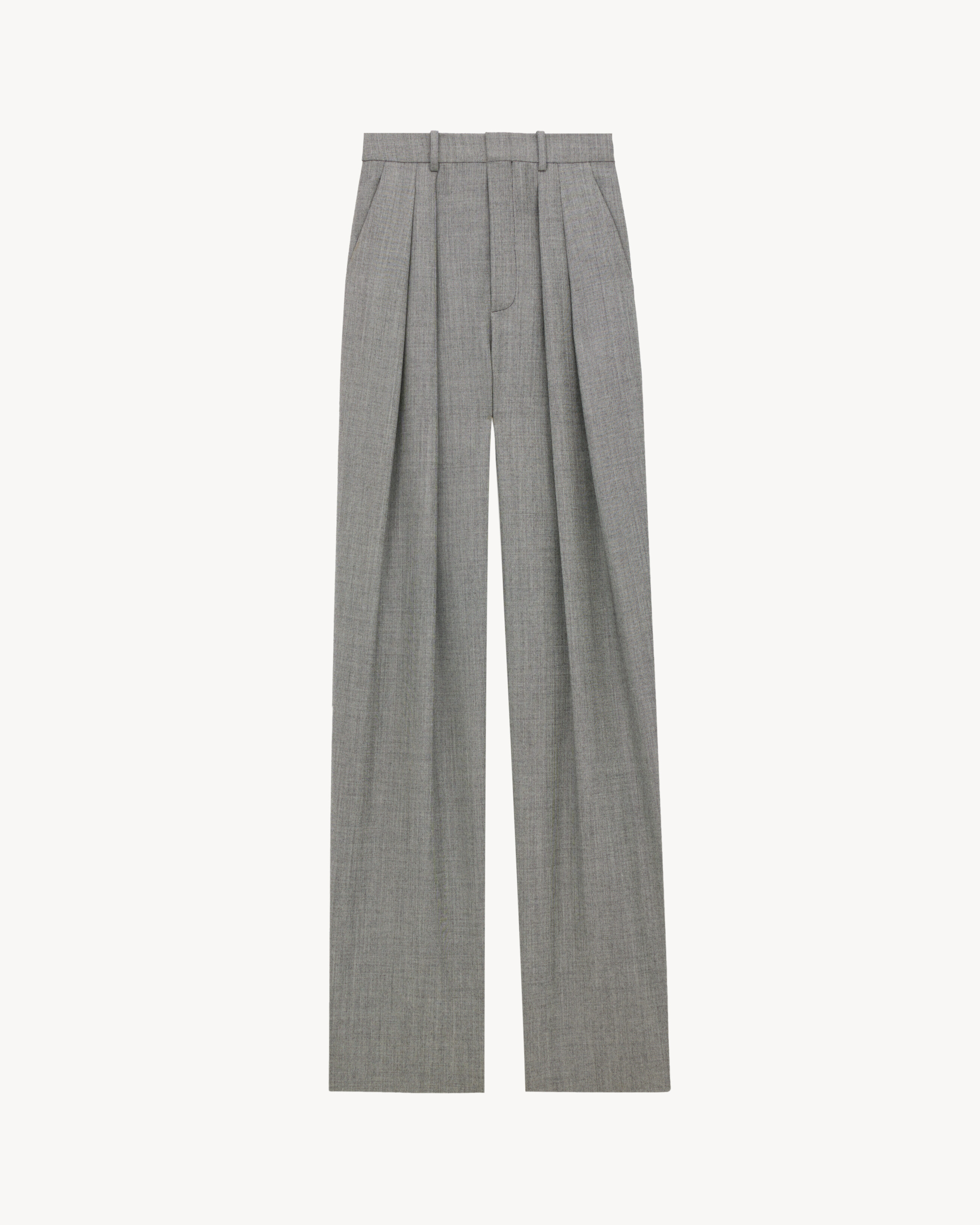 wide-leg pants in wool twill