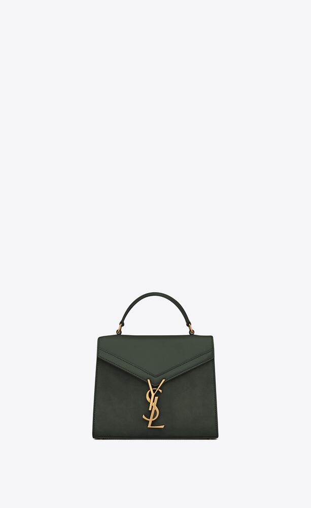 cassandra mini top handle bag in box saint laurent leather and suede