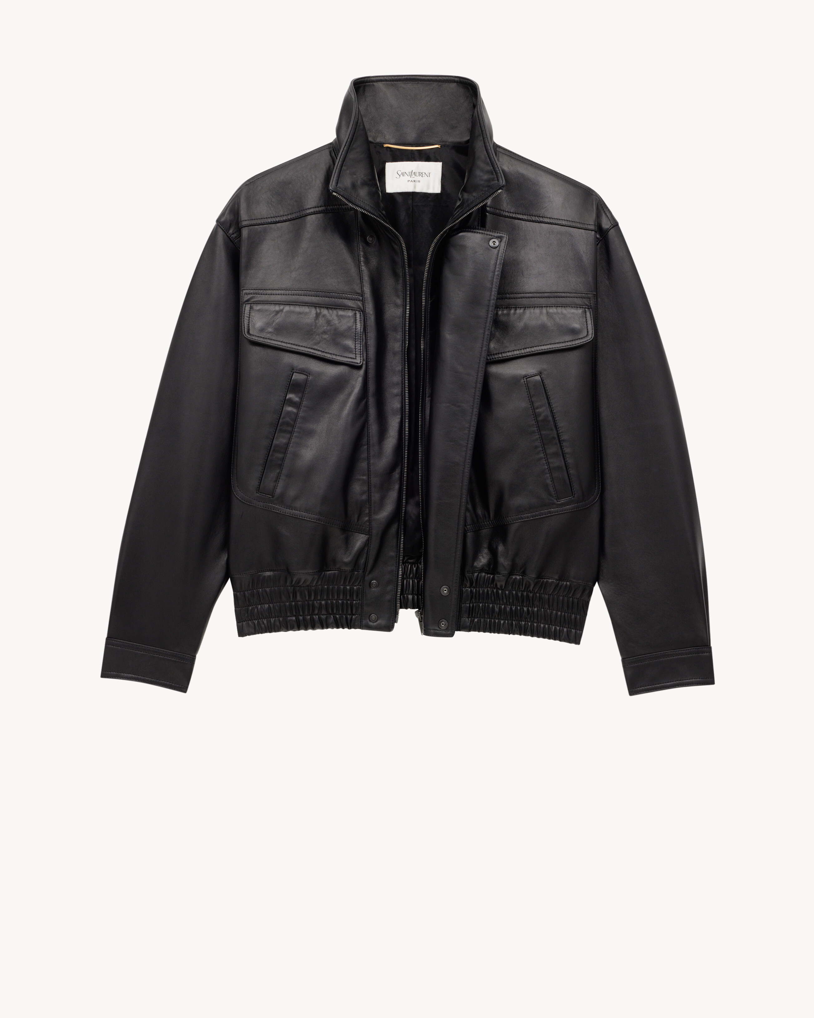 bomber jacket in plunged lambskin in Black Saint Laurent YSL EN-TH