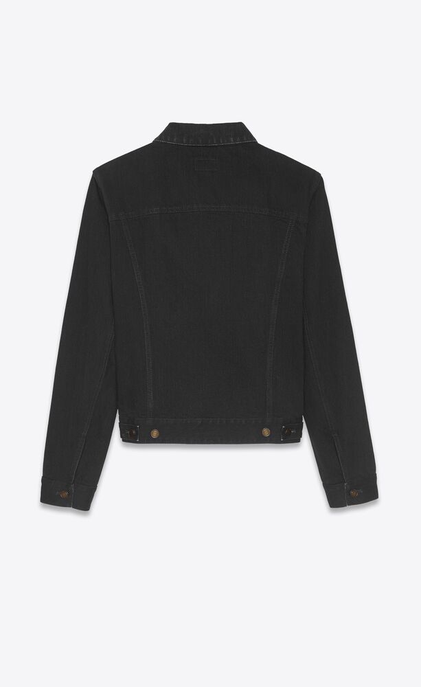 fitted jacket in worn black denim