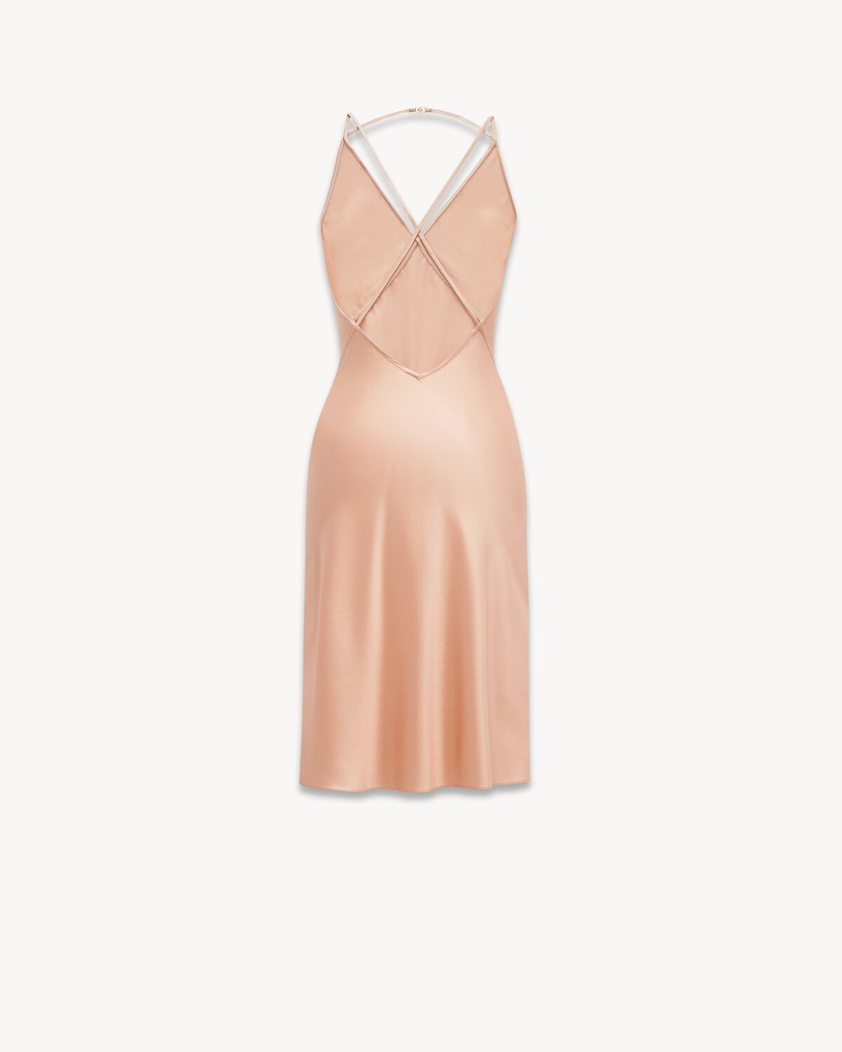 backless slip dress in silk satin