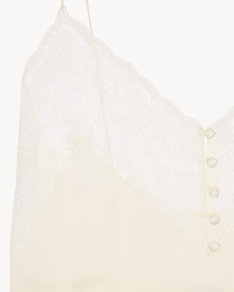 top in silk satin charmeuse and lace