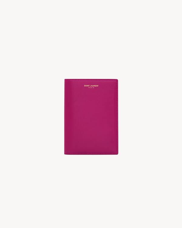 SAINT LAURENT PARIS亮面皮革護照套