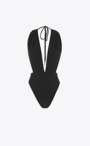 backless v-halter swimsuit