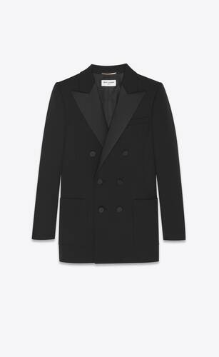 double-breasted tuxedo jacket in grain de poudre saint laurent