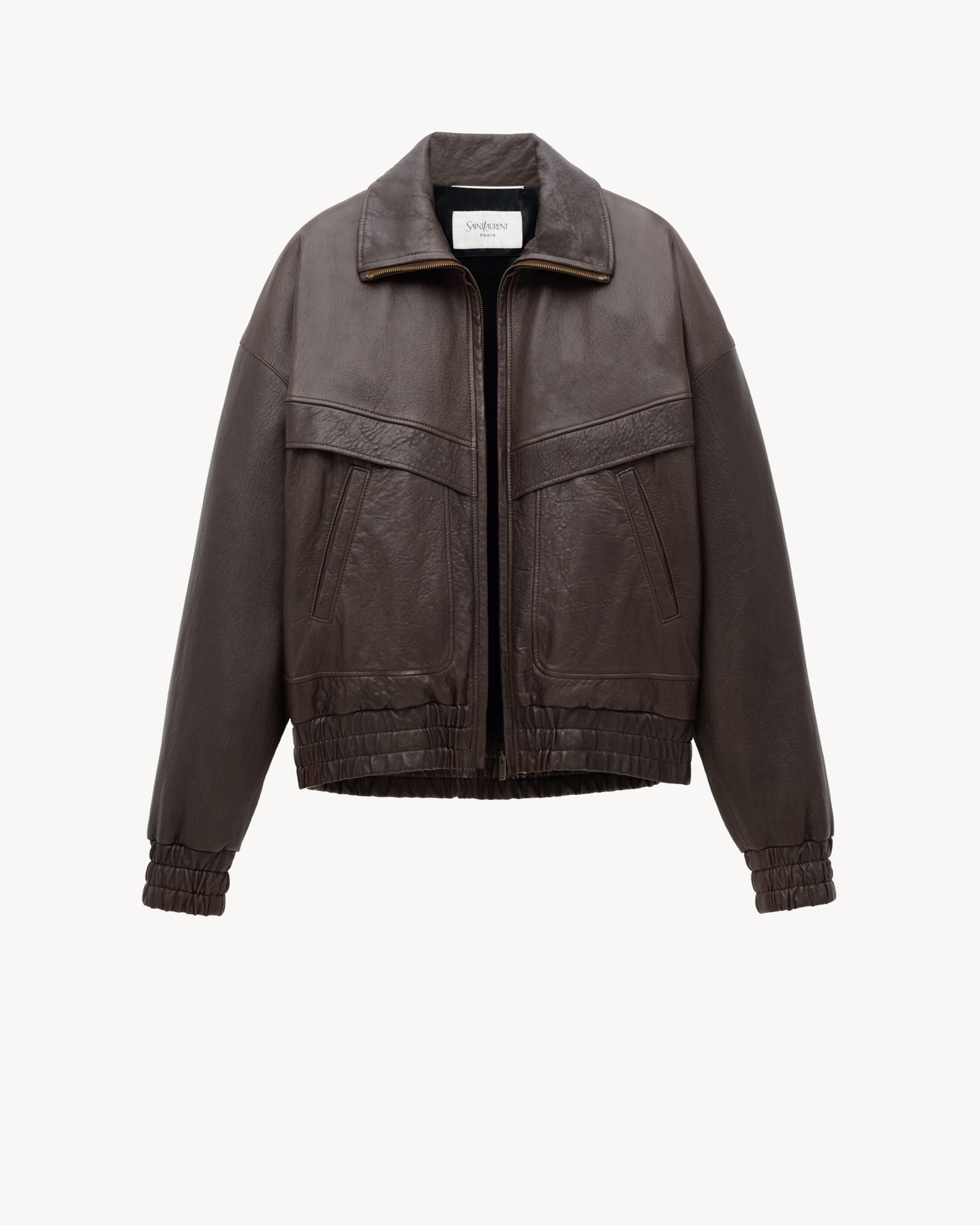 Bomber Saint Laurent in pelle di agnello a palloncino
