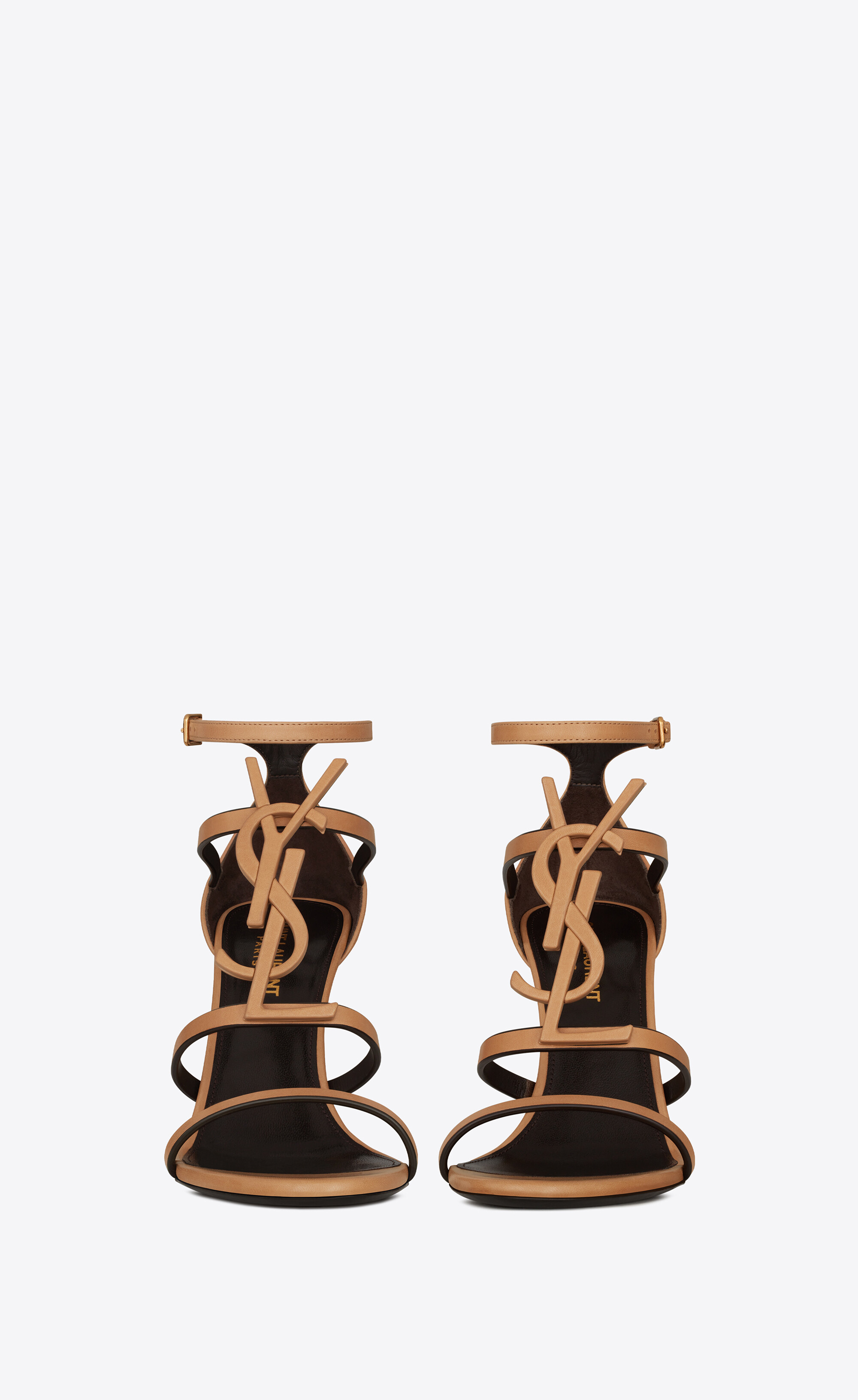 cassandra sandales en cuir à tannage végétal et monogramme marron gold