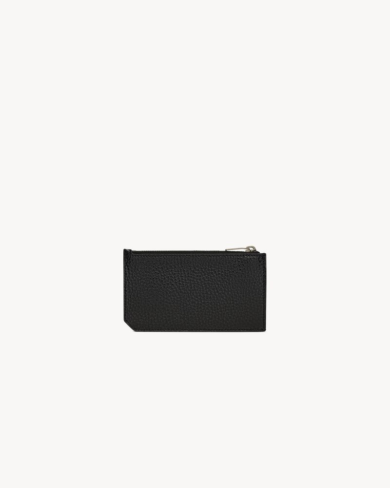 TINY CASSANDRE FRAGMENTS ZIPPED CARD CASE IN GRAINED LEATHER